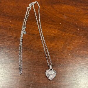 Juicy Couture Silver and Pink Heart Necklace